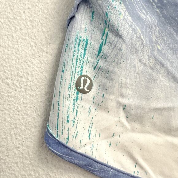 Lululemon Women Run Speed Shorts Wind Chill White Lullaby Ray Light Blue Print 6 - Picture 7 of 8